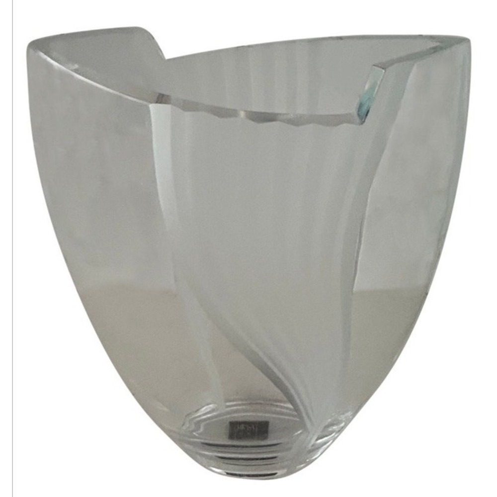 Mikasa Poland - Crystal Cirrus Ellipse Vase - Modern 10" x 7.5" x 4"